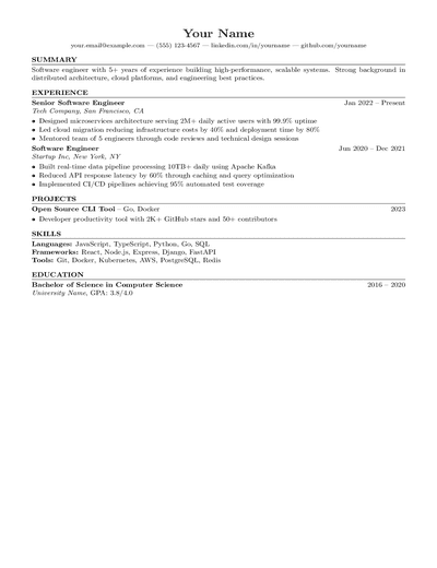 ModernCV Banking preview