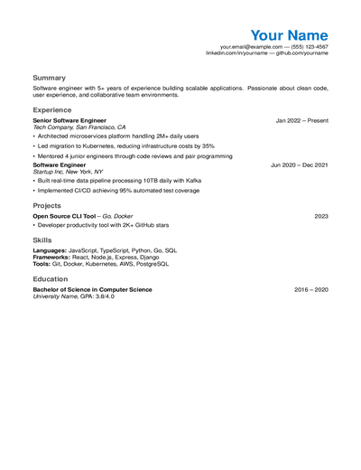 ModernCV Casual preview