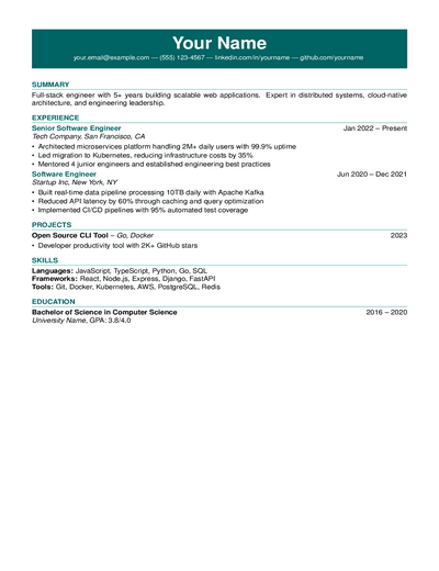 ModernCV Fancy preview