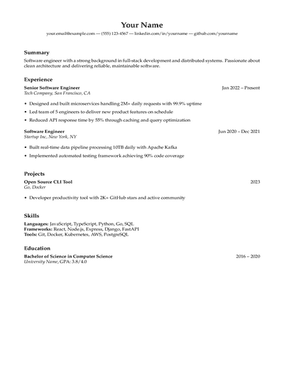 Simple Resume preview