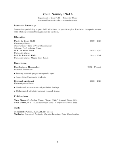Academic CV preview