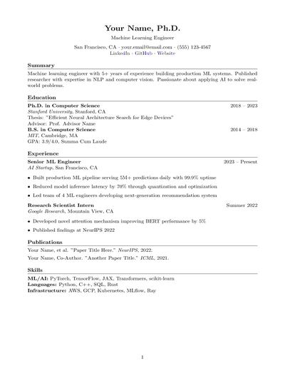 RenderCV Classic preview