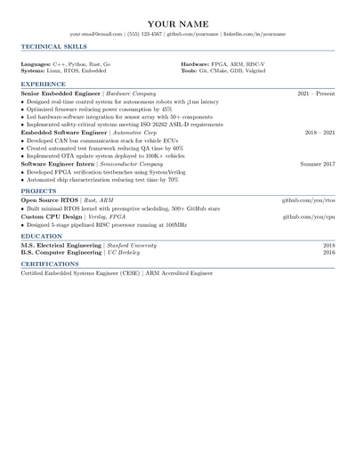 RenderCV Engineering preview